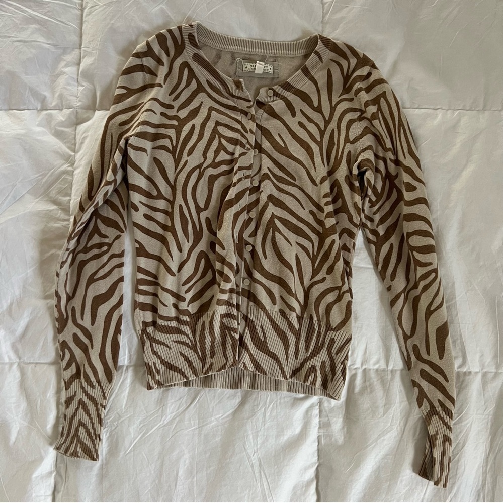 Tan Zebra Print Cardigan